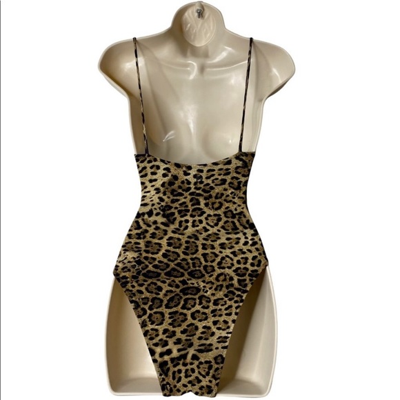 NEW De Rococo One Piece Leopard Cheeky High Thigh Swimwear Suit Size XS 2 - Picture 3 of 4